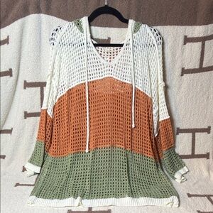 POL Colorblock Knit Hooded Sweater